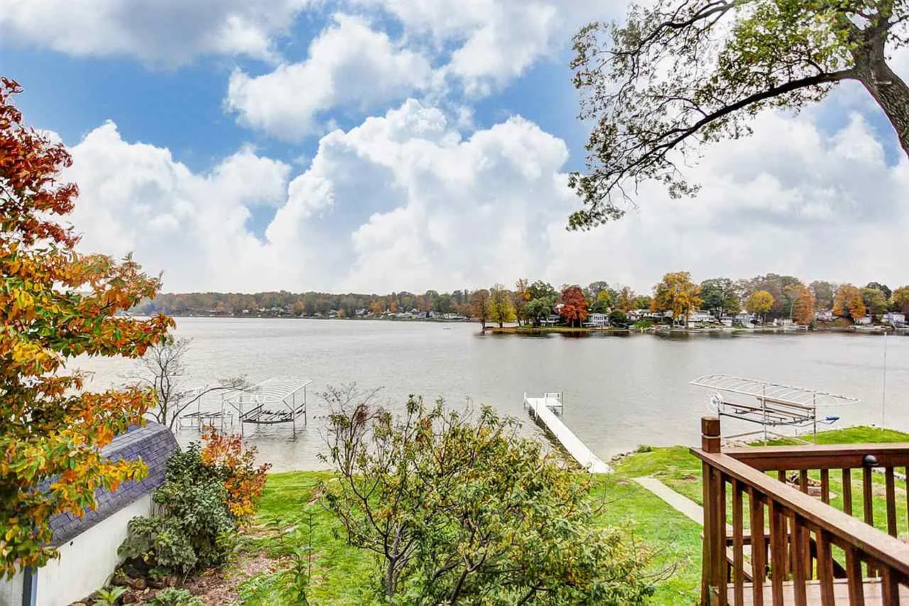Big Long Lake vacation rental deck view in Wolcottville, Indiana